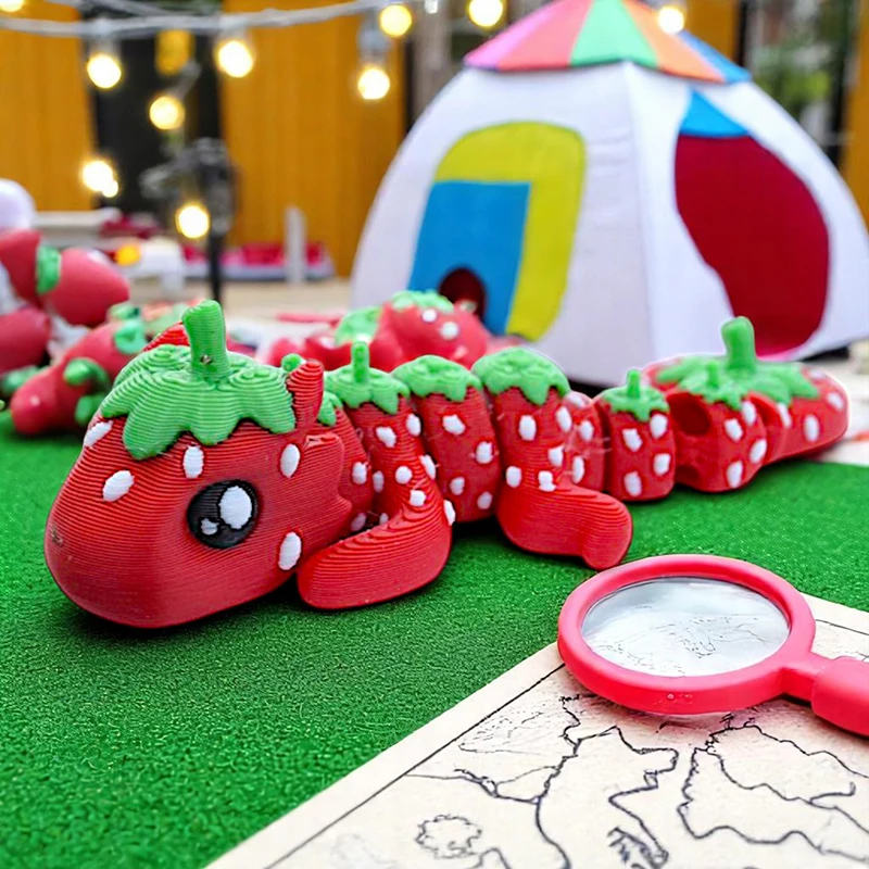 

New 3D Printed Easter Decorations Creative Gift Cute Simulation Strawberry Dragon Figurine Kids Children Toy Home Decor