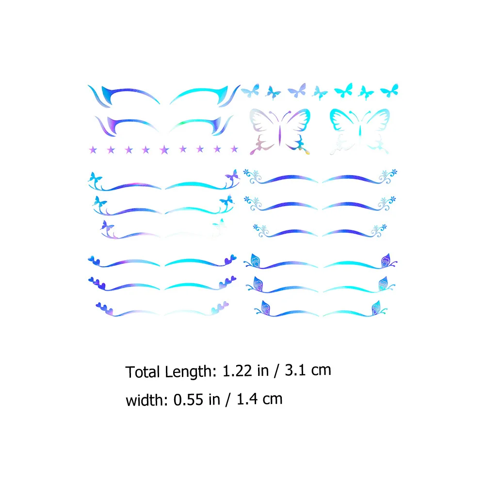 6 أوراق من ملصقات تحديد العيون اللاصقة لظلال العيون وملصقات مكياج عيون مؤقتة لحفلات الكرنفال
