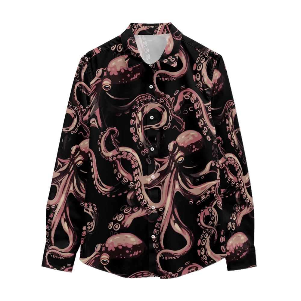 octopus printed pattern long sleeved shirt, Spring and Autumn new style