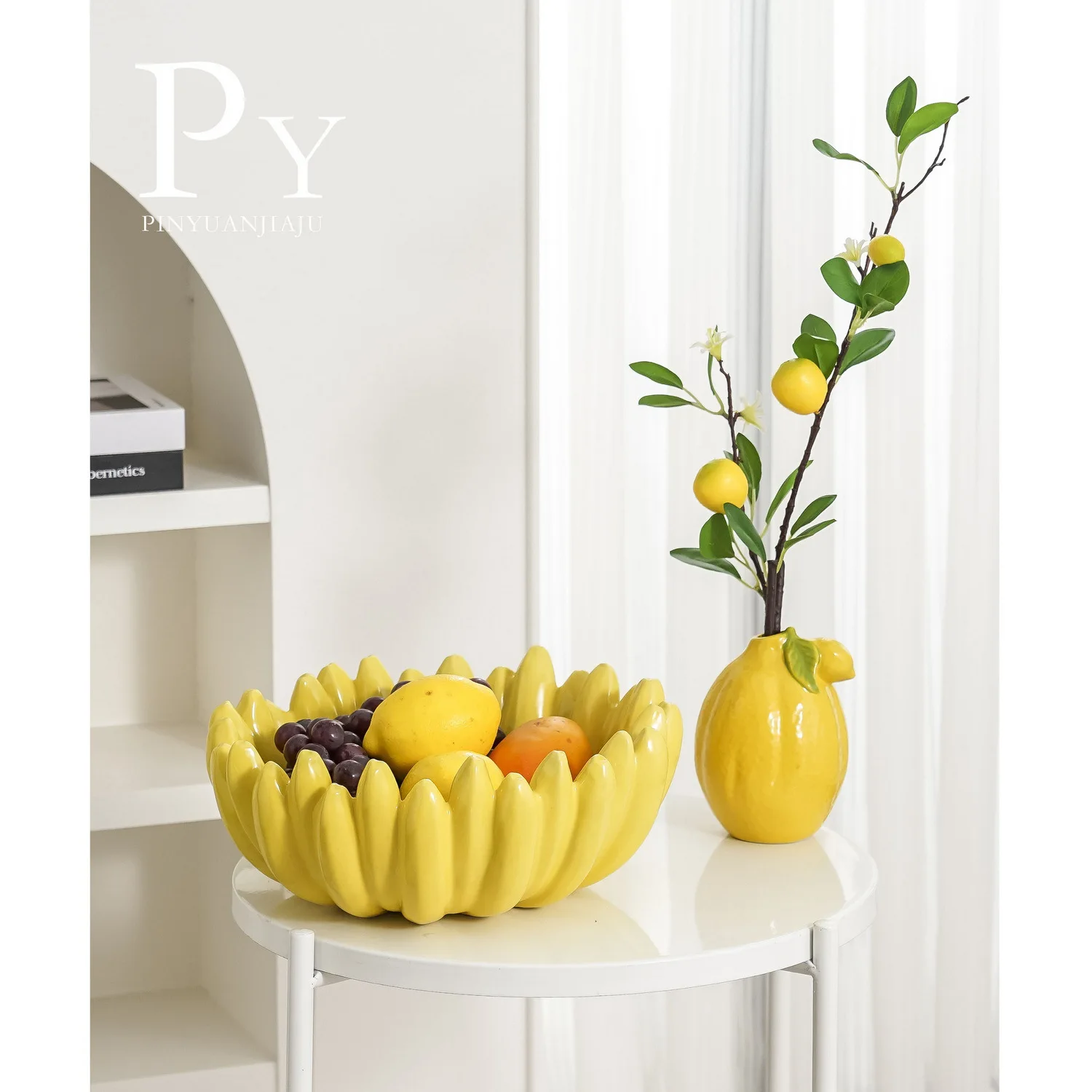 Yellow Banana Shape Fruit Plate,Ceramic Dried Fruit Organizer,Snack Plates,Restaurant Hotel Tableware,Home Storage Dish,Platter