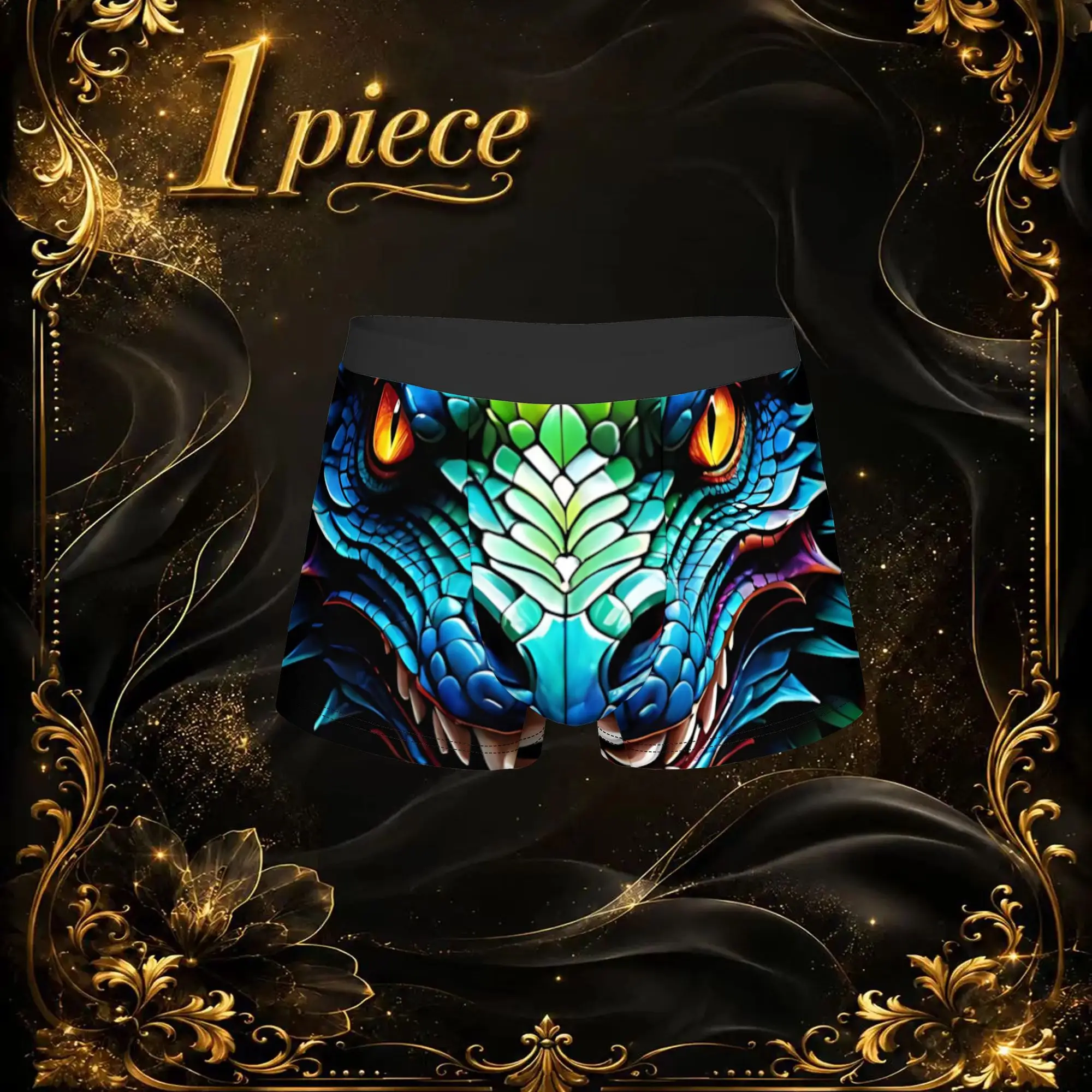 1pc Fashion Chinese Multicolor Dragon Head Graphic Underpants Breathbale Panties Men's Underwear Comfortable Shorts Boxer Briefs