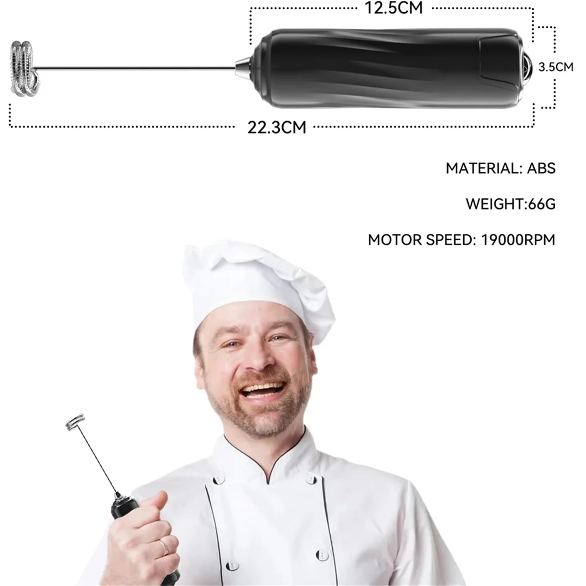 เครื่องตีฟองนม ไม้กายสิทธิ์ เครื่องผสมเครื่องดื่ม เครื่องตีฟองนมมือถือ เครื่องตีฟองนมไฟฟ้า เครื่องปั่นขนาดเล็ก และเครื่องผสมไฟฟ้า เครื่องตีฟองกาแฟ สีดํา