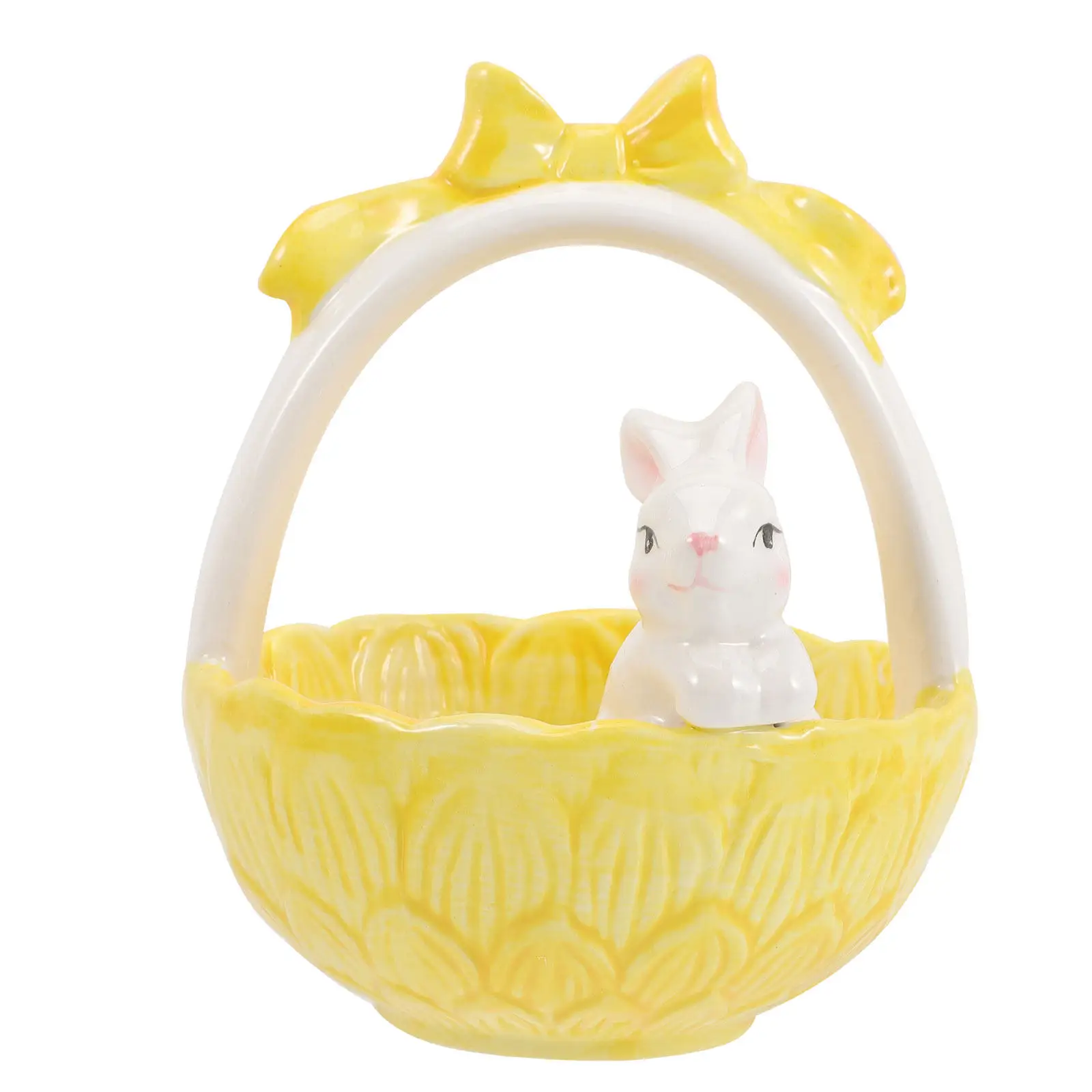 Premium Ceramic Easter Bunny Basket Decoration Desktop Garden Cake Party Home Office Living Room Study Room Adornment