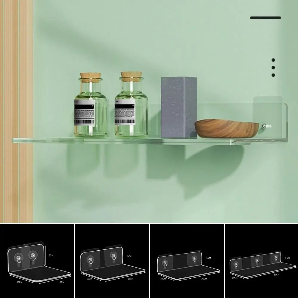 New 20/30/15/10CM Acrylic Display Stand Clear Thickened Storage Rack Strong Stickers Perforated Organization Shelf