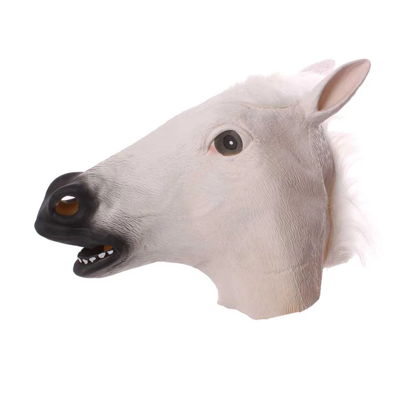 1Pcs Creepy Horse Head Mask Full Face Latex Animal Party Mask Masquerade Halloween Costume Props Novelty Christmas Mask