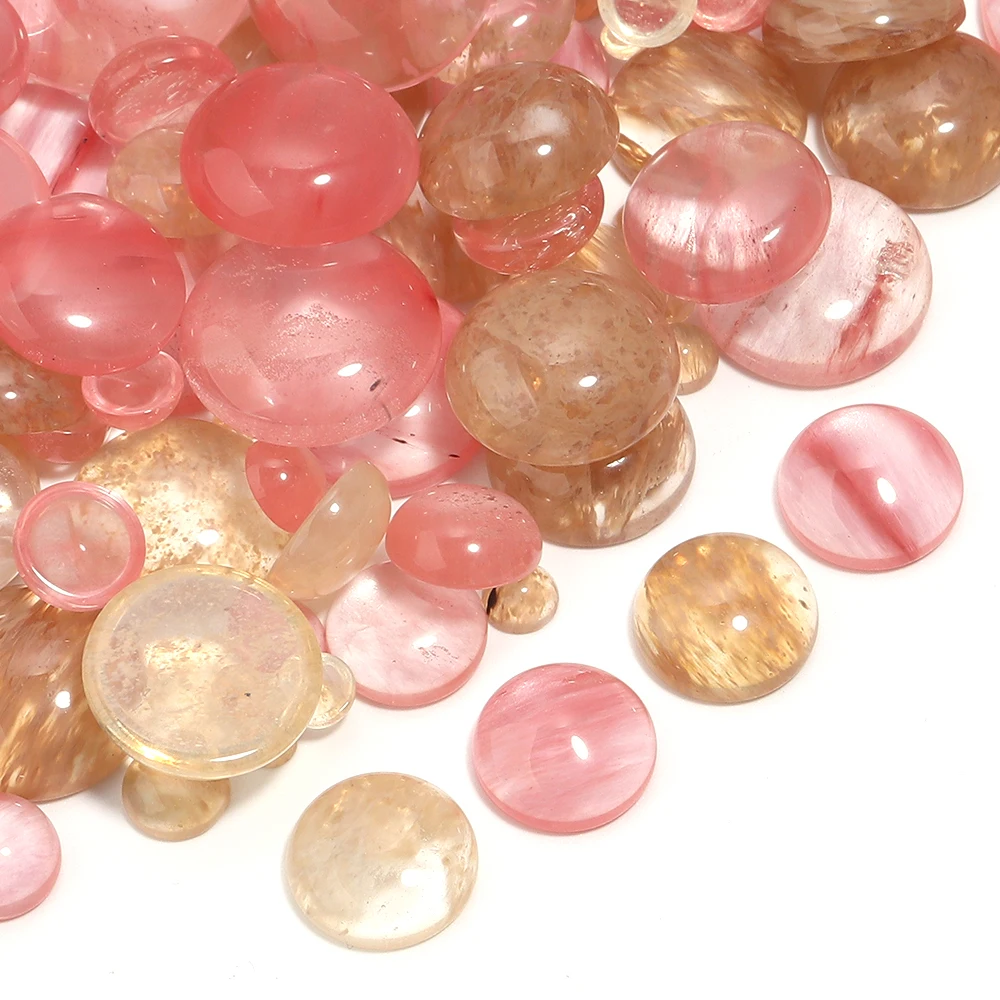 5-10pcs/lot Round Natural Stone Cabochon Watermelon Red Stone Flatback Beads For DIY Jewelry Making Bracelet Necklace Earrings