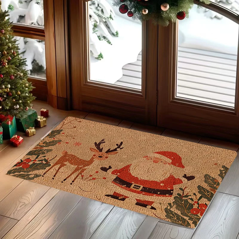 

Santa Claus and Reindeer Imitating Coconut Kitchen Carpet Bathroom Floor Mat Christmas Decorations Carpets Decoration Room Mats