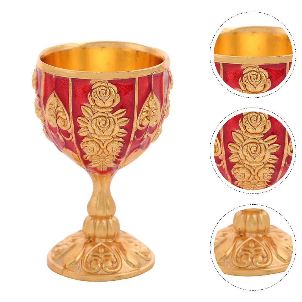 Copas de vino de aleación de zinc, copa pequeña retro creativa, perfecta para fiestas, hogar, hotel, fácil de limpiar, superficie elegante, 2 uds.