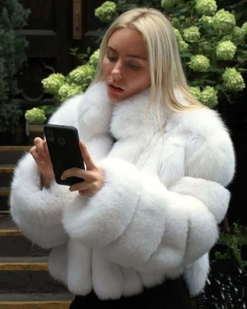 

Fashion Women Real Whole Skin Fox Fur Coat Jackets Thick Outerwear Warm Overcoat fluffy genuine Fur Coats free shipping 2024 New