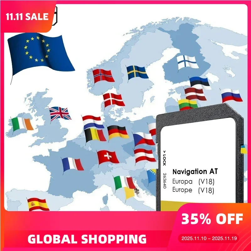 

SMIOST V18 Sat Nav SD Card 16GB with AT V18 Maps for Discover Media MIB1 Navigation GPS System UK/EU Map Card