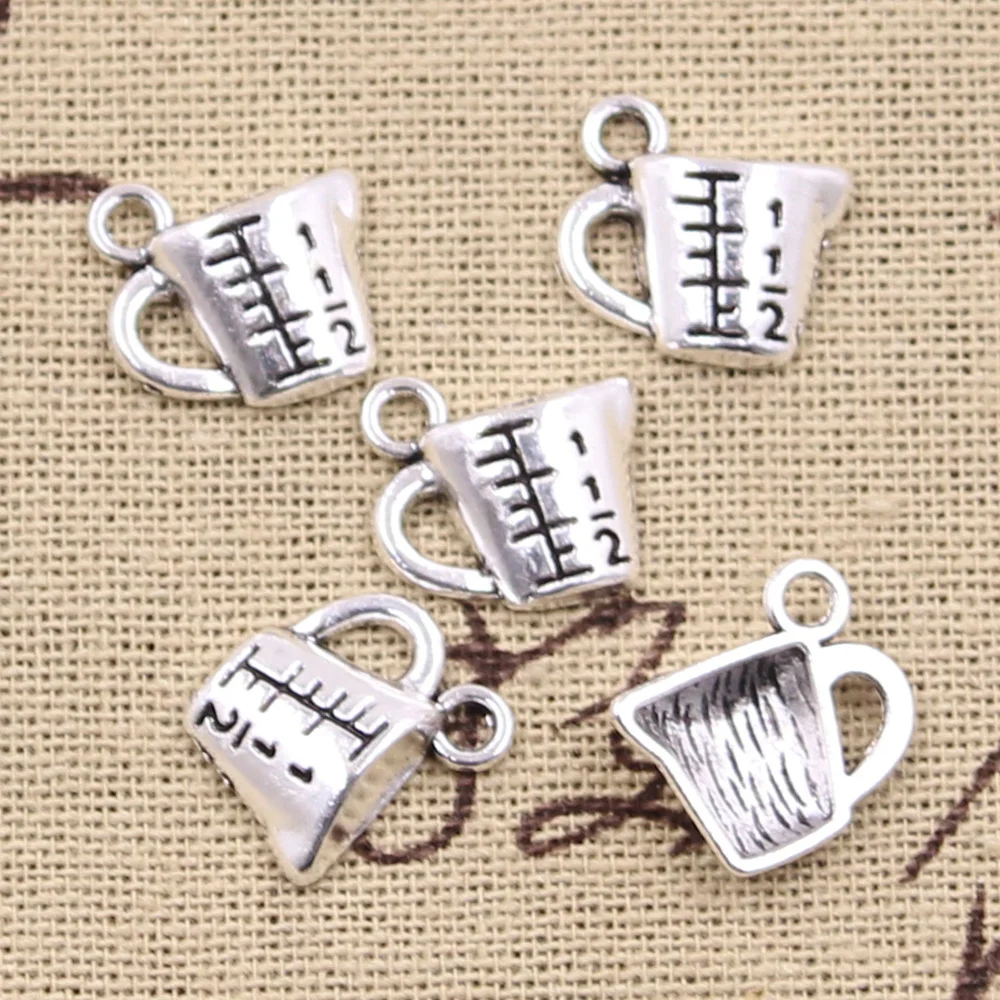 20pcs Charms Counting Cup Measuring Glass 11x15mm Antique Silver Color Pendants Making DIY Handmade Tibetan Finding Jewelry