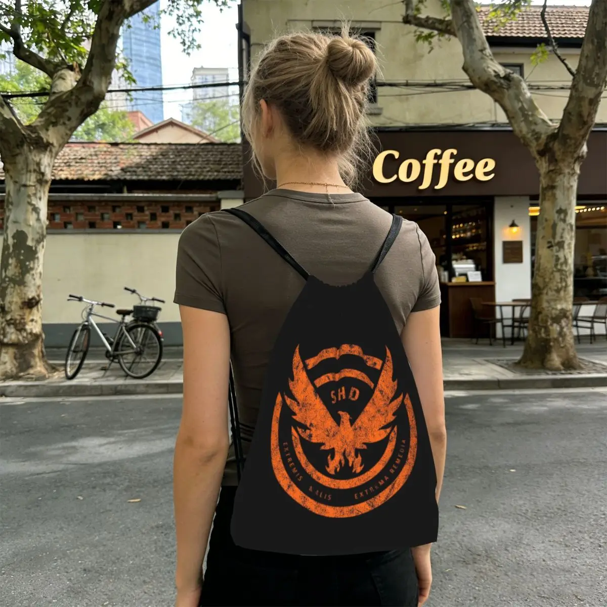 The Division SHD Logo Distressed Backpacks Casual Drawstring Bags Sports Bag Book Bags for Travel School