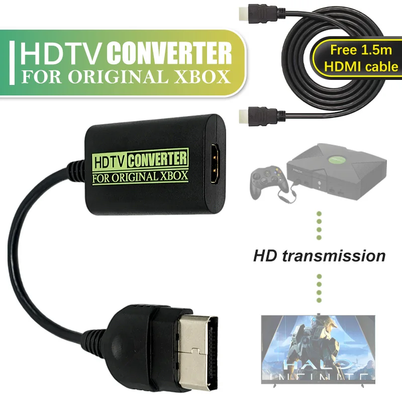 

For Xbox 480P 720P 1080P To HDMI-compatible Digital Video Audio Adapter HDTV Projector TV Monitor Converter Converter, Black/1pc