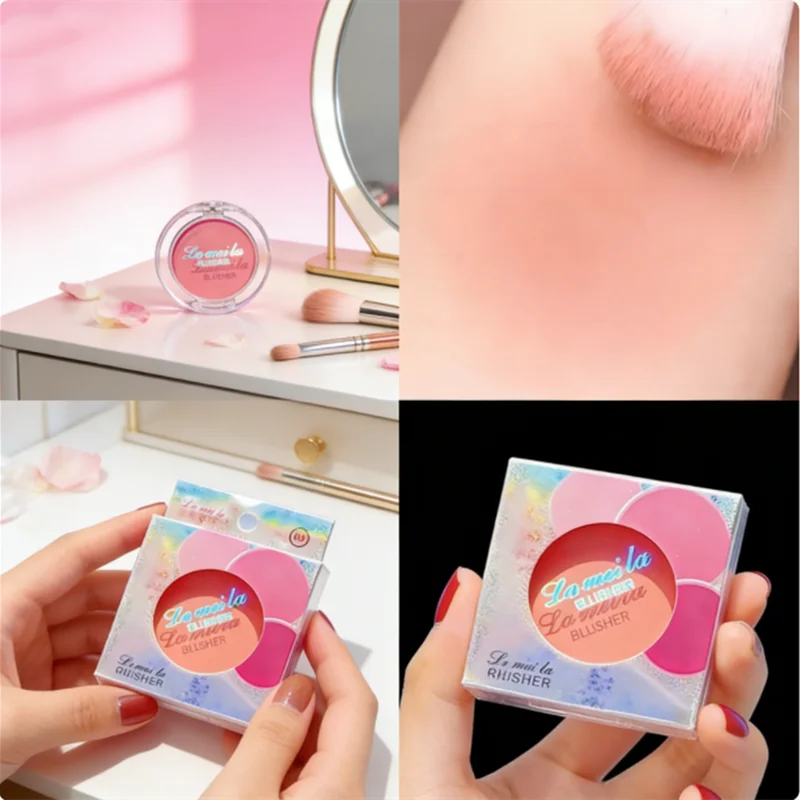 NUEVO polvo de belleza suave y liso, maquillaje en crema de melocotón con rubor Layila con acabado mate, paleta de colorete resistente al agua para contorno de mejillas