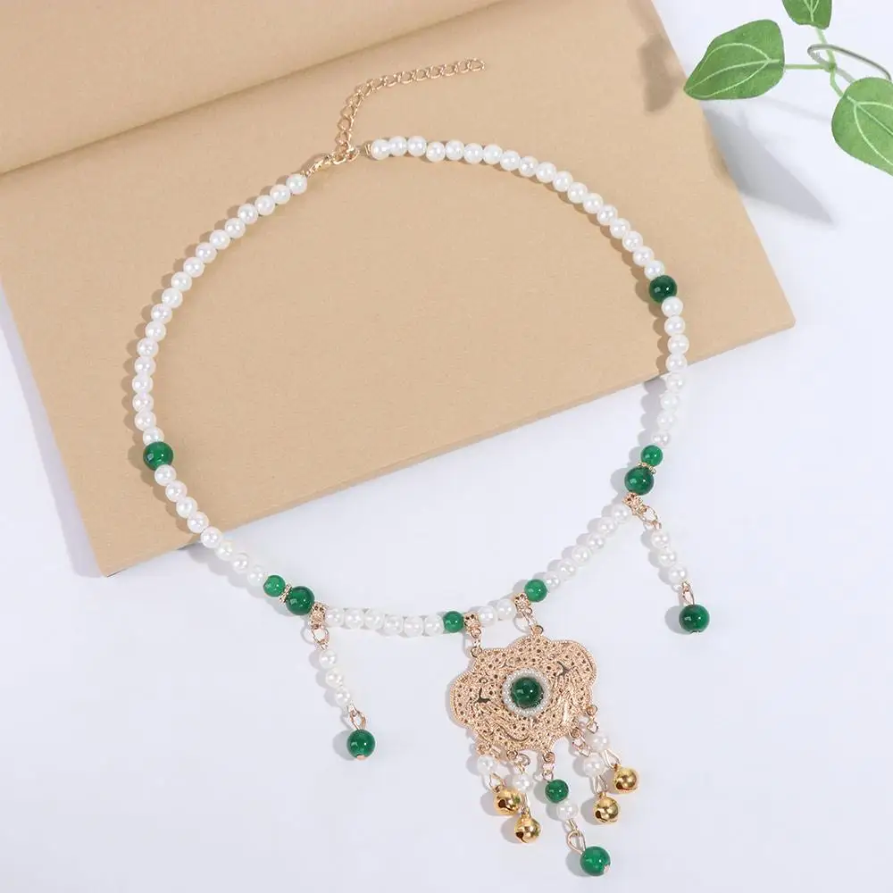 Tassel Hanfu Necklace Bead string Tang Dynasty Longevity Lock Pendant Horse Skirt Necklace Chinese Style Pearl Choker Girls