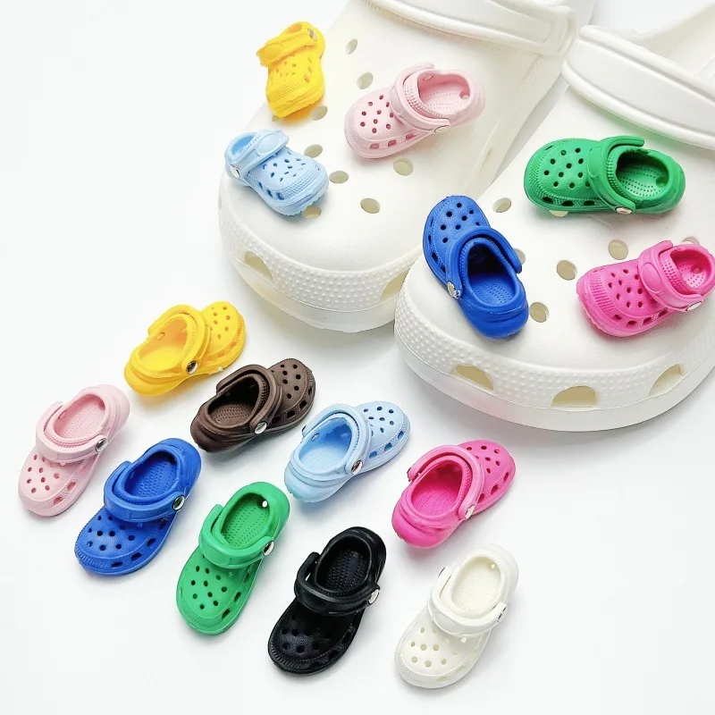 Mini Colorful Clog Shoe Charms, Tiny Hole Shoe Decor Ornaments, Multicolor Detachable Croc Accessories for Shoe Decoration