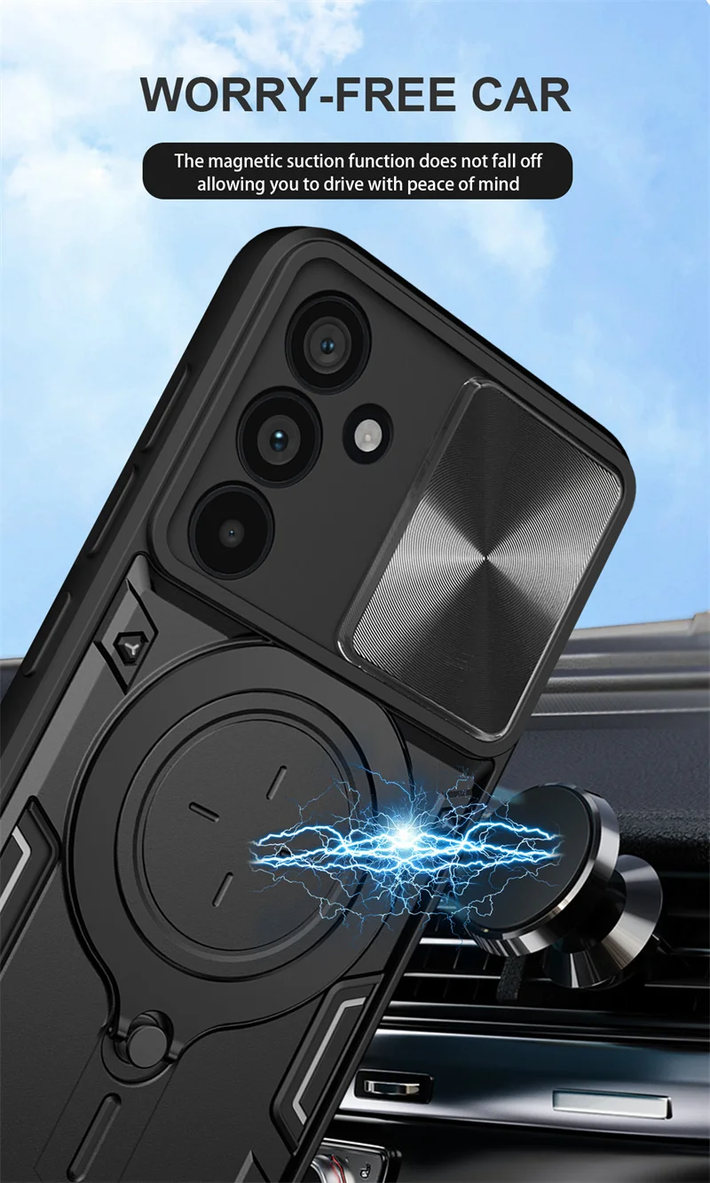 For Samsung Galaxy M55 5G Case Slide Camera Protect Funda For Samsung M55 M 55 GalaxyM55 Armor Magnet Holder Ring Protect Cover