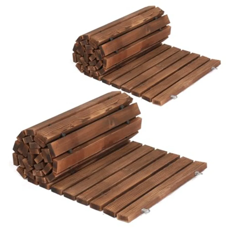 Oversized 22IN W 8Feet L Wooden Garden Pathway for Outdoors, Roll Out Garden Pathway Walkway Flooring W/Steel Wire, Anti-Slip T