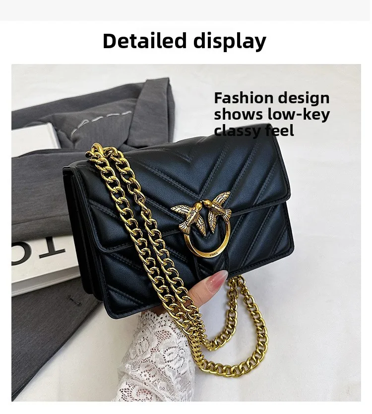 Damen Niche Französische Gesteppte Kettentasche Neuankömmling Umhängetasche Schulterhandtasche – Detail 2