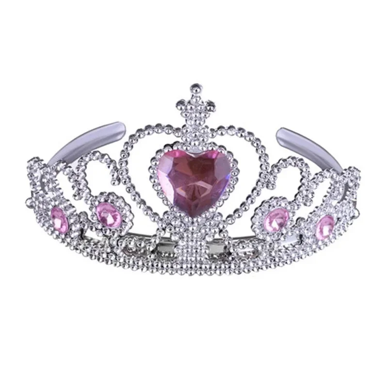 Lovely Purple Girls Plastic Hairband Rhinestone Princess Crown Headband Heart Birthday Tiara For Party Hair Accessories