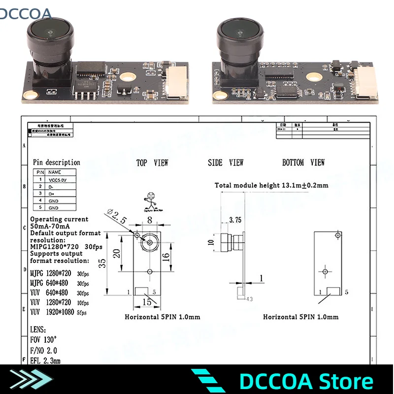 1080PHD USB Camera Module Voor 3D Printer Vaste Focus 130/150 Graden Gratis Drive USB2.0 UVC OTG Voor Linux
