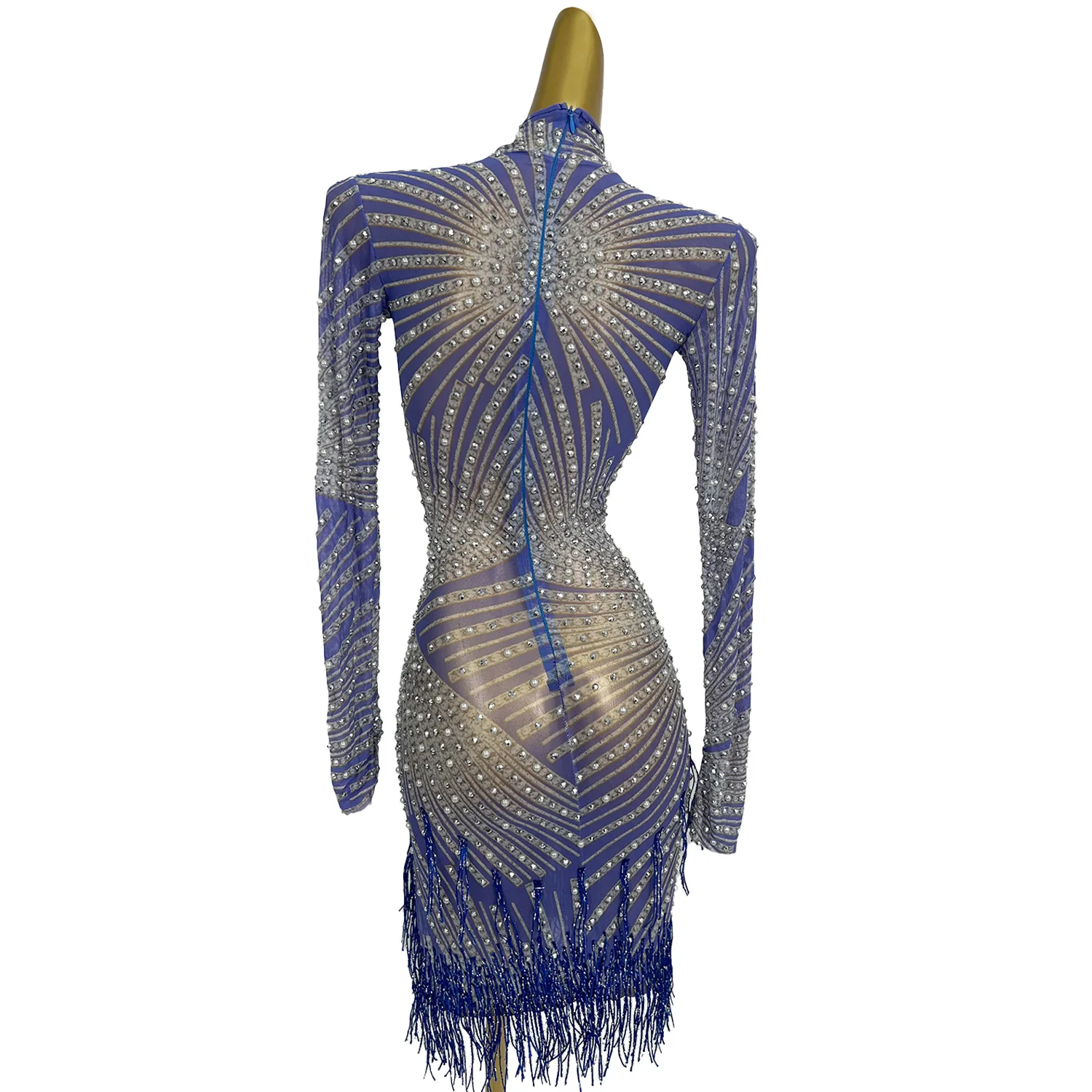 Sexy Summer Women Clothing Mesh Lace Short Dress Trendy Irregular Style Stretch Mesh Long Sleeve Design Prom Dress Zonglv