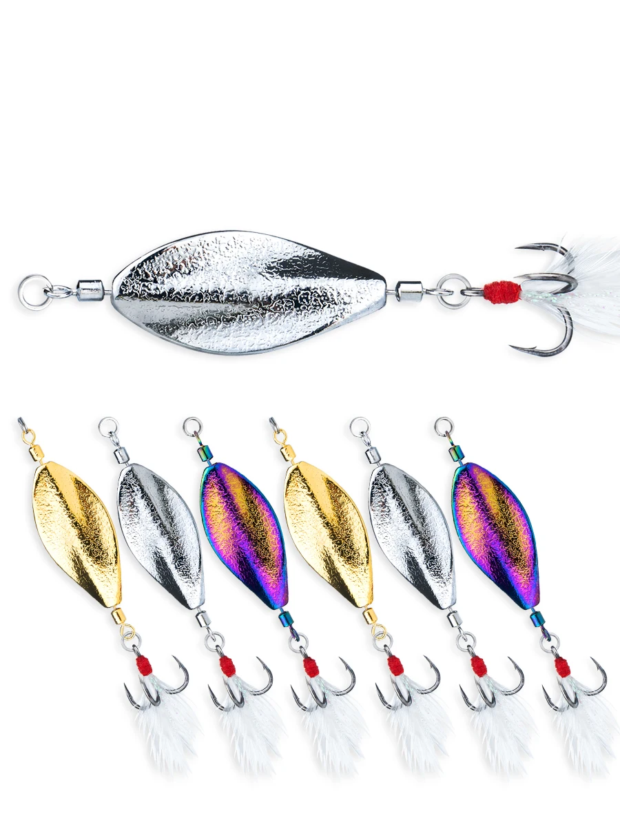 3 Stücke Löffel Angelköder 3 Farben 5g/7g/10g/15g Drillinge Metall Swimbait Künstliche Harten Köder Sinkend für Forellenbarsch