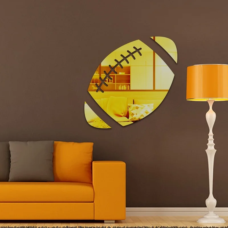 Waterproof Mirror Acrylic DIY Combination Mirror Stickers Tennis Baseball Rugby Volleyball Soccer Self-adhesive Wall Mural Decor