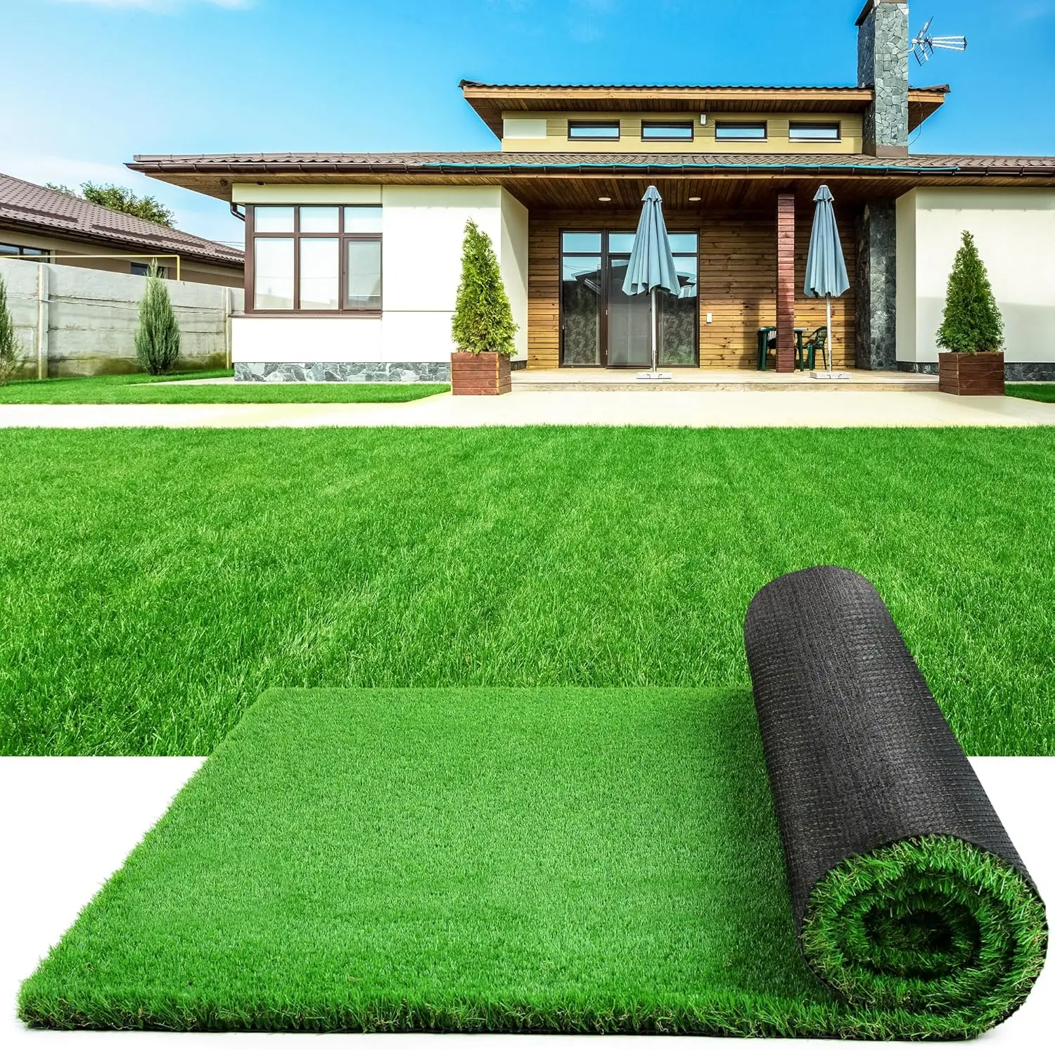 

Artificial Turf 7x15FT Turf Grass with Drainage Holes Realistic Synthetic Fake Turf Lawn Indoor/Outdoor Landscape for Backyard,