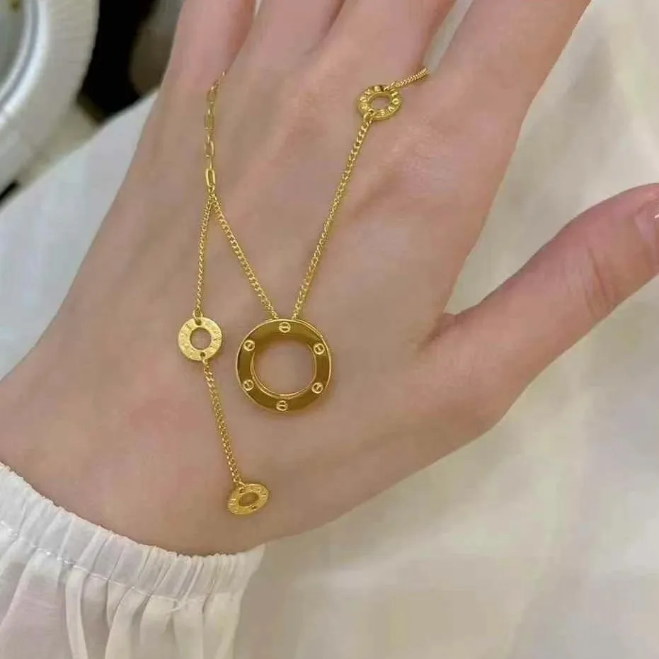 Round Fringed 9999 24K Real Gold Necklace for Women's Niche Design Jewelry Simple and Personalized New Style