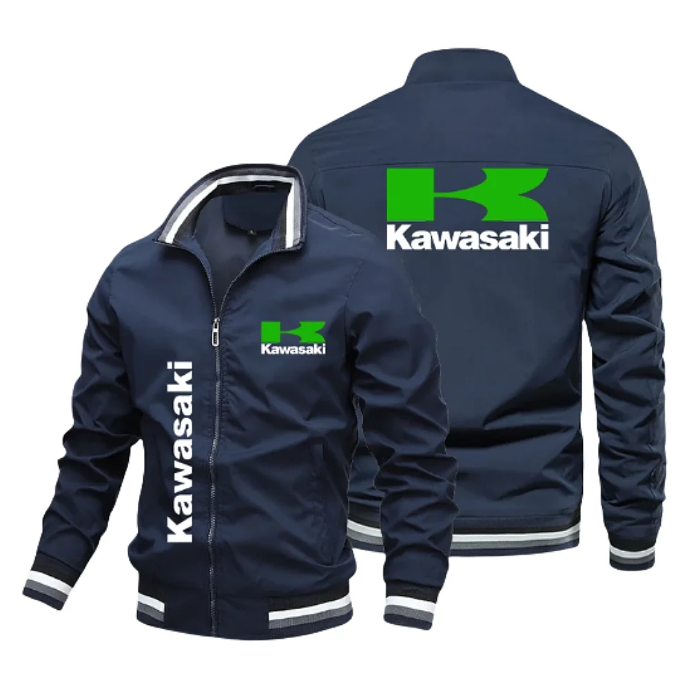 

New men's jacket, KAWASAKI printed jacket, motorcycle racing sportswear, outdoor casual zipper baseball shirt top