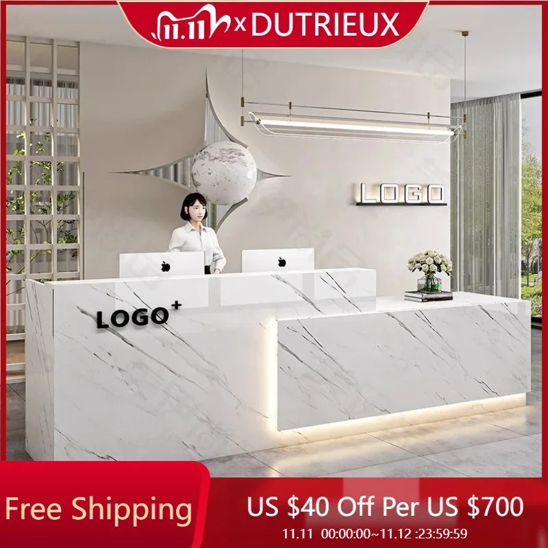 

Large Size Salon Reception Desks Luxury Beauty Modern Simple Decorations Recepcion Desk Fashion Mostrador Commercial Furniture
