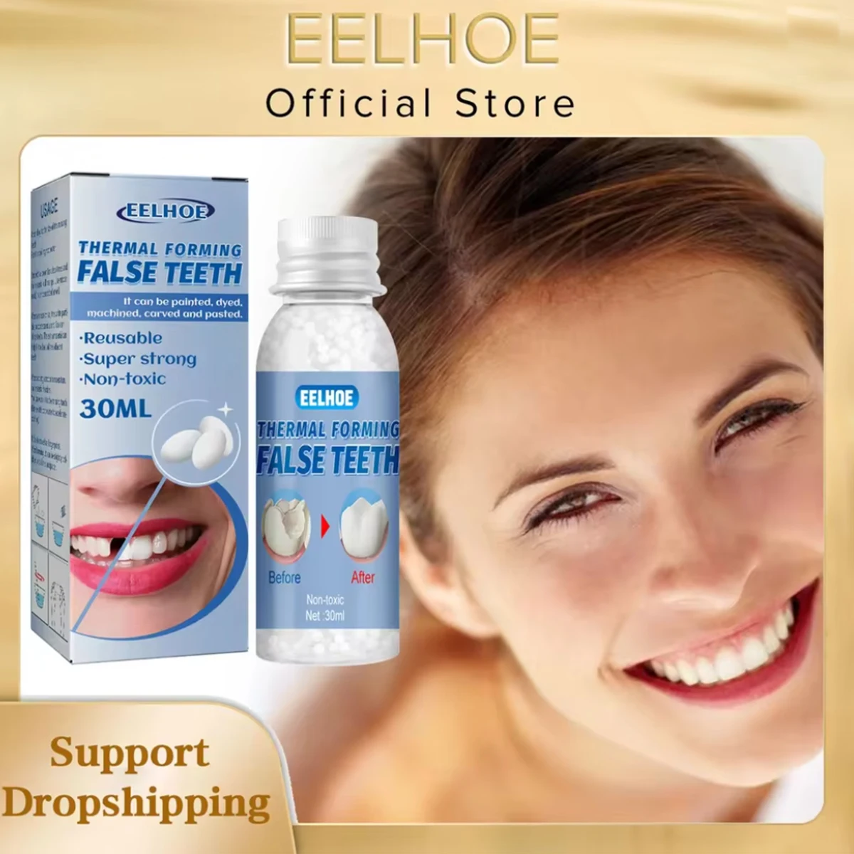 

EELHOE Resin False Teeth Solid Gums Modification of Temporary Filling Materials Restorative Dentistry Oral Hygiene Denture Care