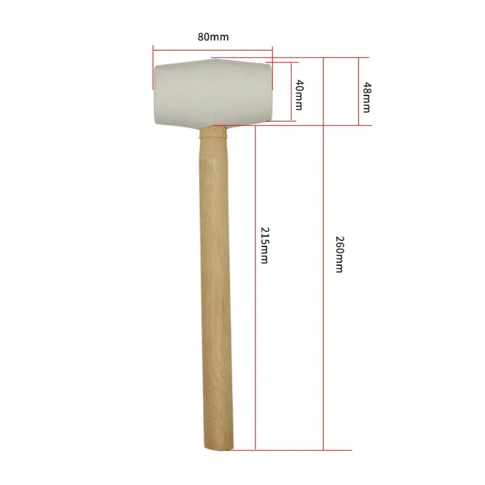 250g White Rubber Hammer Mallet Wood Handle For FloorTile Installation Decoration Rubber Hammer Hand Tools Workshop Equipment