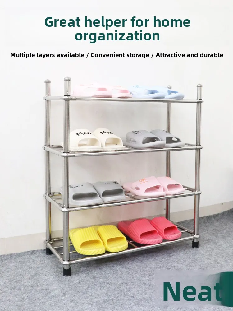 Stainless Steel Shoe Rack Multi-Layer Thickened Economic Simple Home Dormitory Storage Iron Art Metal Living Room Organizer