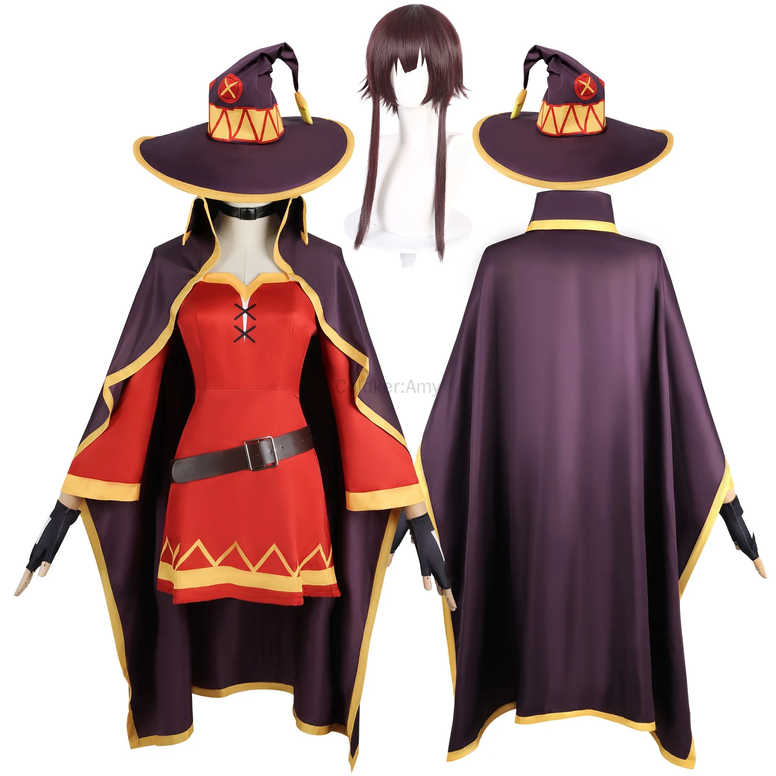 

Anime Witch Costume Megumin Cosplay Costume Women Sorceress Dress Outfits Megumin Cos Wig Halloween Costumes