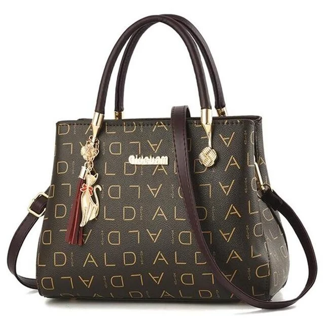 Moda de couro bolsas femininas de luxo ombro mensageiro saco crossbody para mulheres grande capacidade carta impressão selvagem senhoras sacos