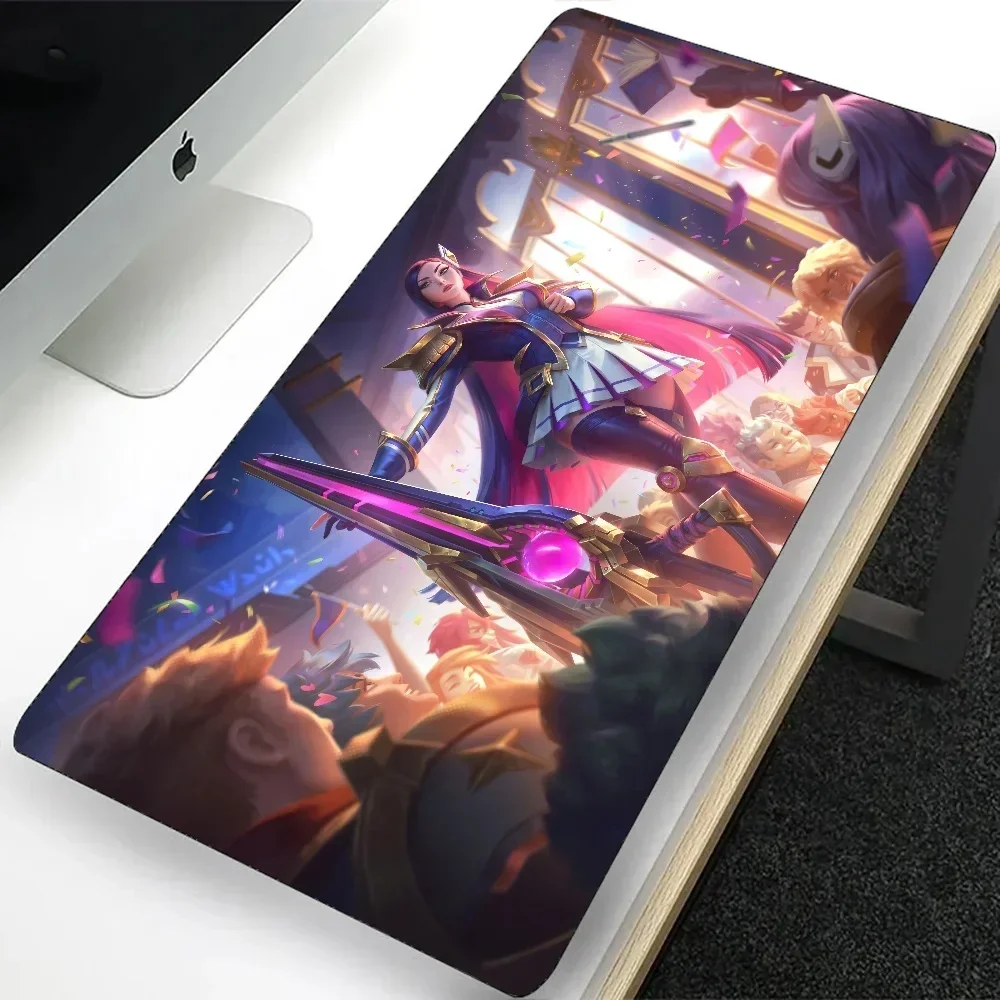 40X90 League of Legends Caitlin gaming mouse pad anti-slip rubber bottom with stitched edge keyboard mat suitable for officeXXL