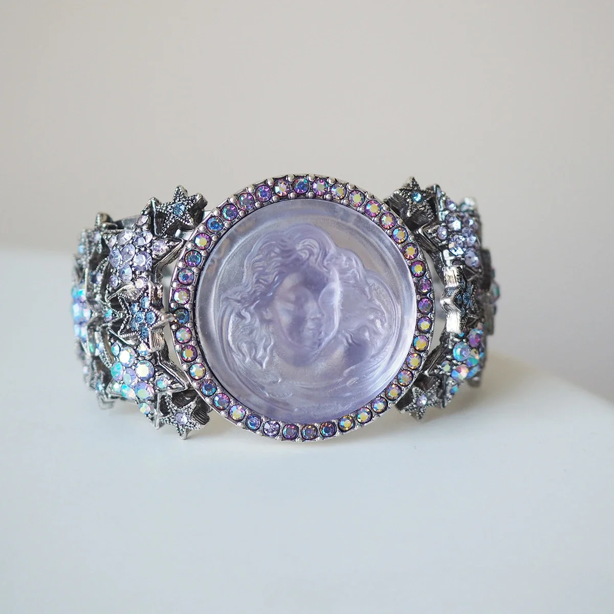 KF Fashion Trends, Retro Literature, Elegance, Classic Sweetness, Purple Sleep Angel, Star Shining Water Diamond Open Bracelet