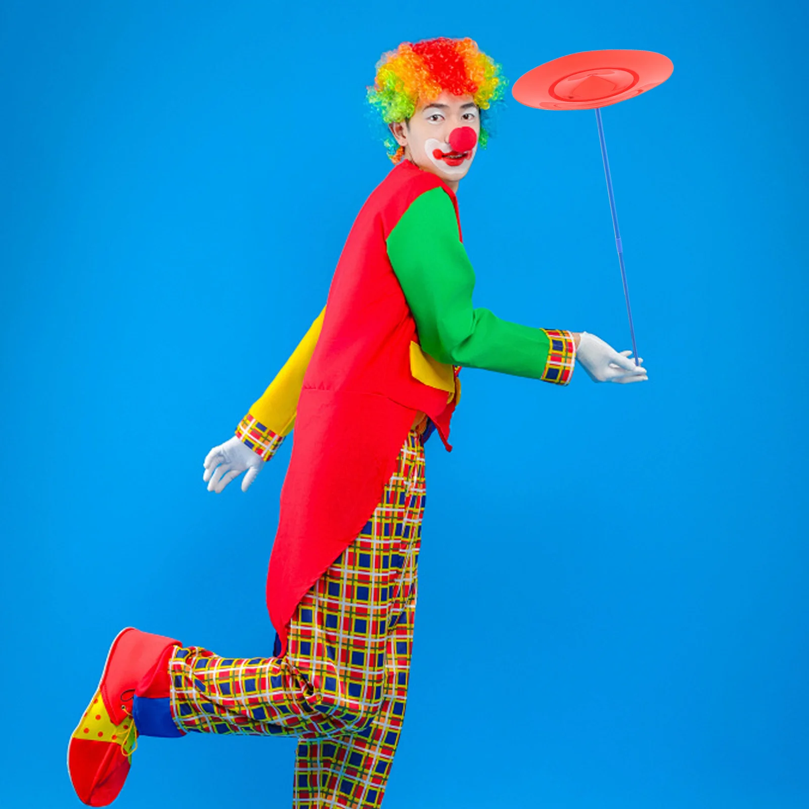 

2Pcs Circus Juggling Plates Stick Set for Beginners Adults Colorful Spinning Skill Game Party Stick Dropping Game