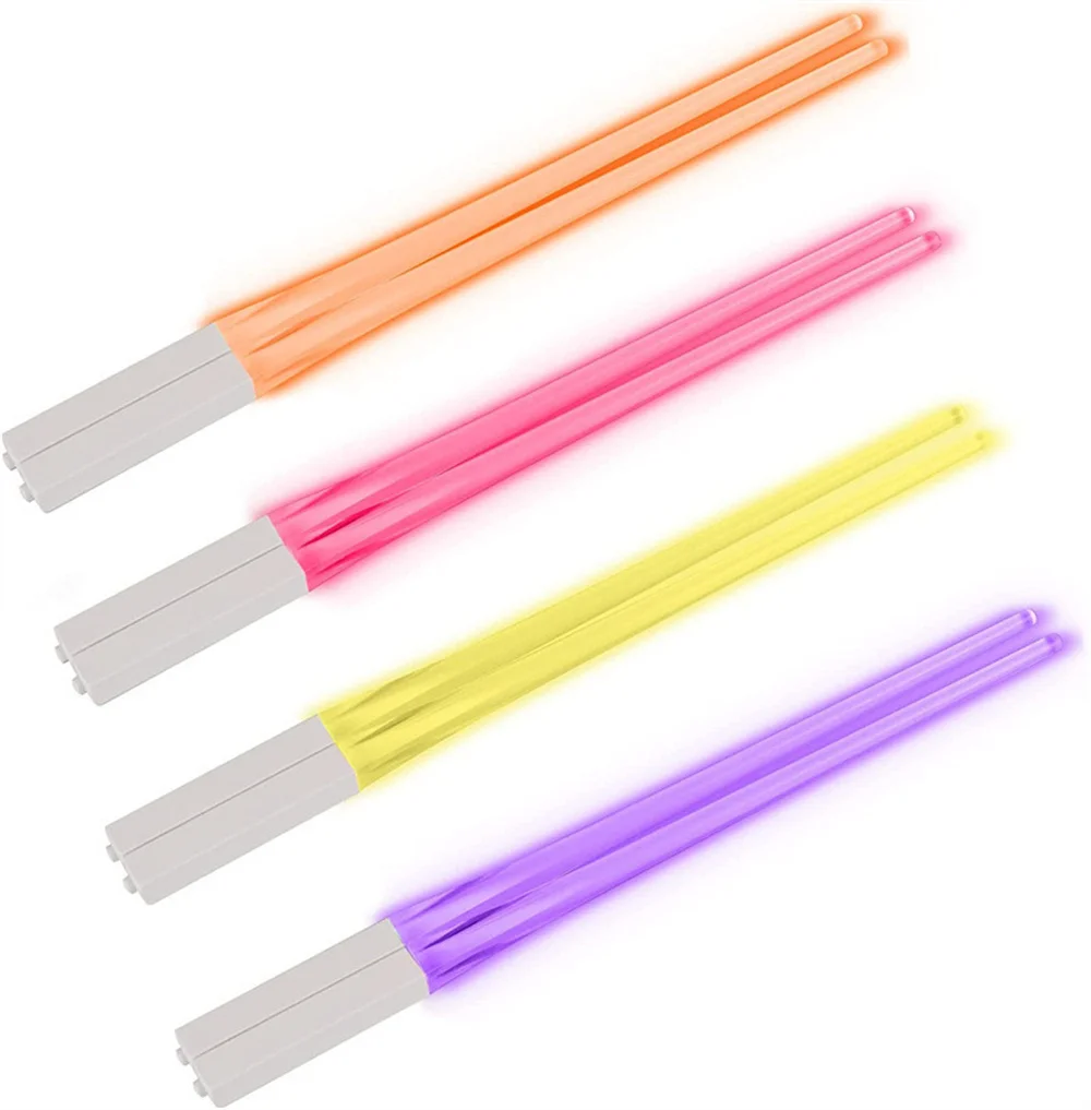 Hot 100pcs/lot Lightsaber Chopsticks Light Up - LED Glowing Lights Chop Sticks - Reusable Sushi Lightup Sabers Chopstick