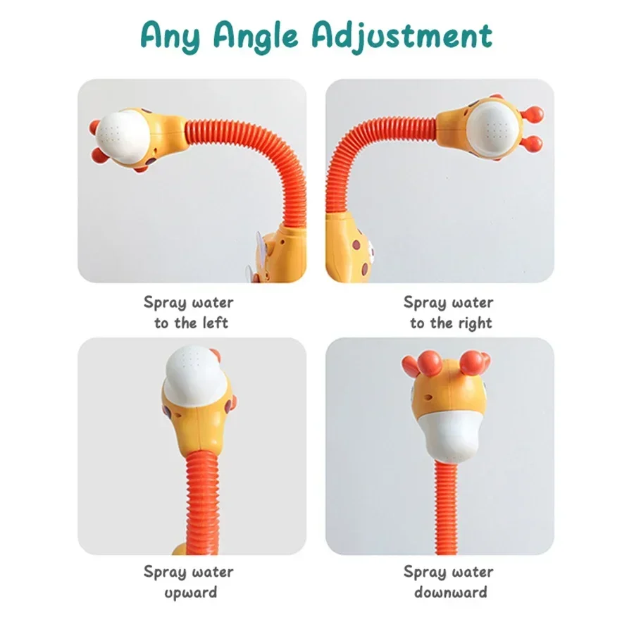 Babybadje Douchekop Speelgoed Schattige Giraffe Baby Stapelbaar Elektrisch Douchespeelgoed Bad Watersproeier Badspeelgoed Voor kinderen Peuters