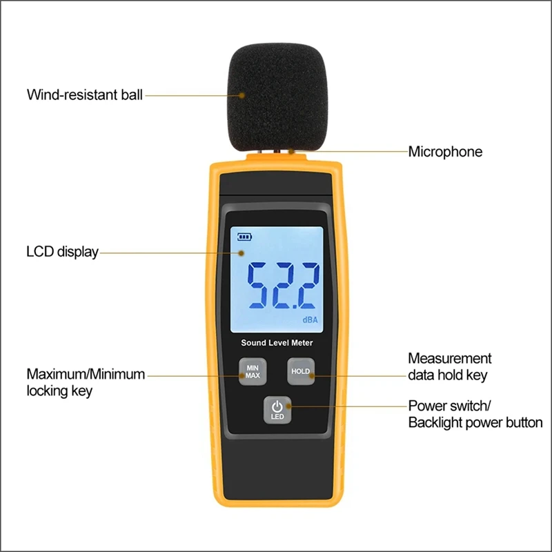 Sound Level Meter Digital Handheld DB Meter Environmental Noise Tester 30-130DB Decibels Mini Sound Meter