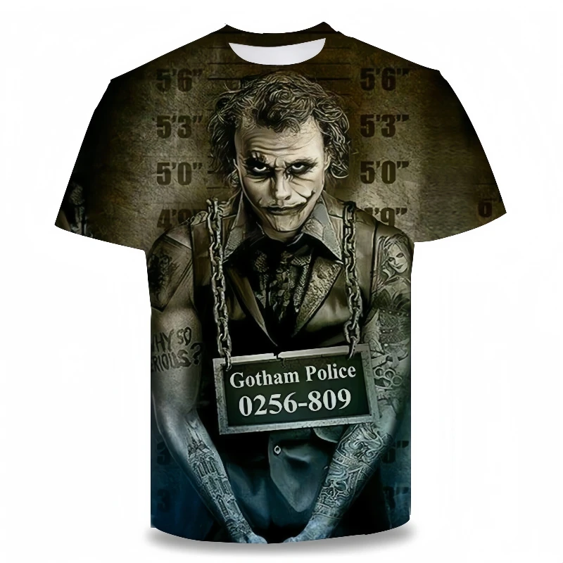 Camiseta con estampado 3D del Joker de película para hombre, ropa de calle de manga corta con cuello redondo, Top de entretenimiento informal de gran tamaño