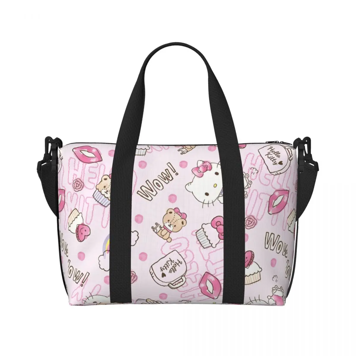 

Стильная женская сумка-тоут Hello Kitty Kawaill Cat для покупок, большие сумки для выходных для спортзала