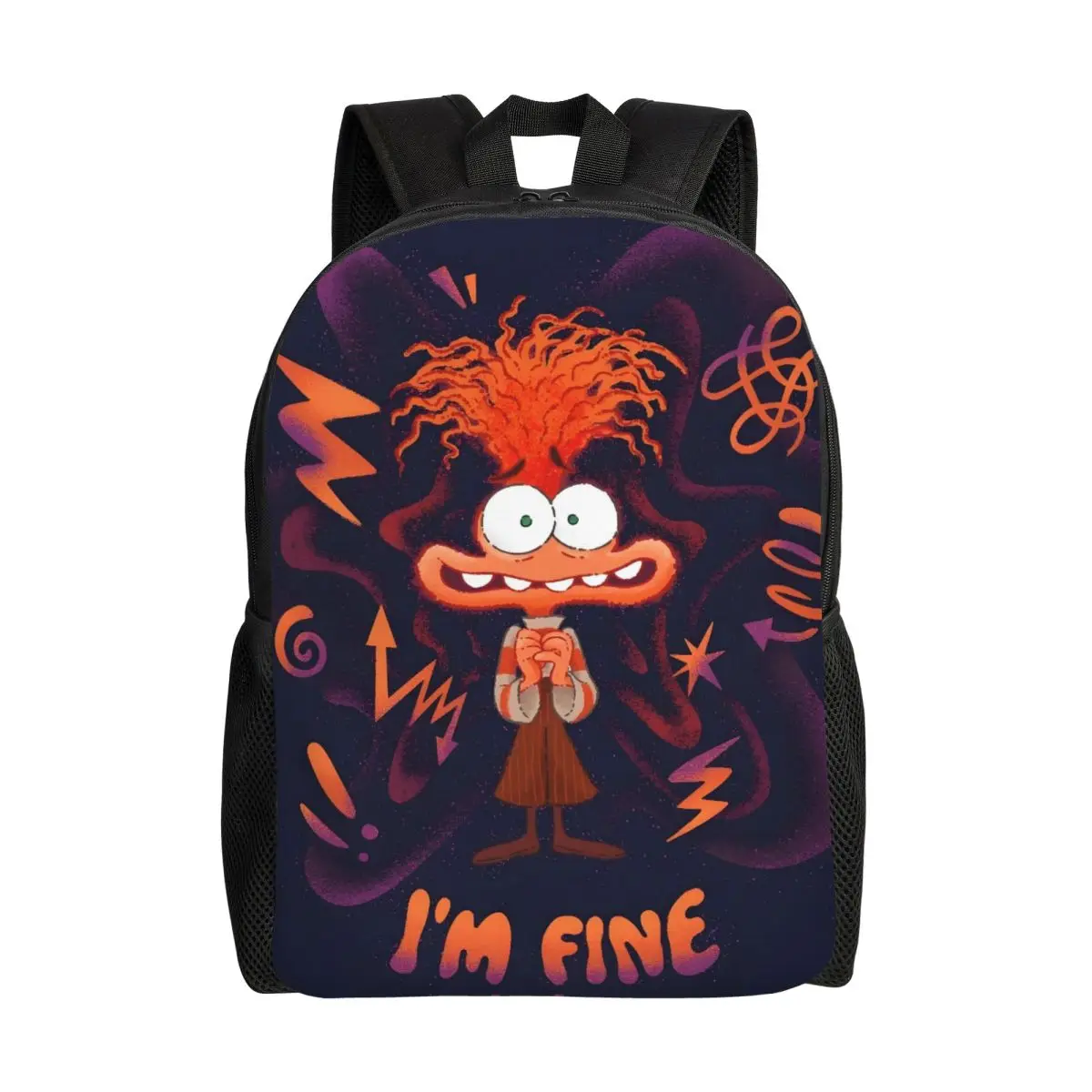 

Custom 3D Print Inside Out Backpack for Boys Girls I'm Fine Anxiety College School Travel Bags Bookbag Fits 15 Inch Laptop