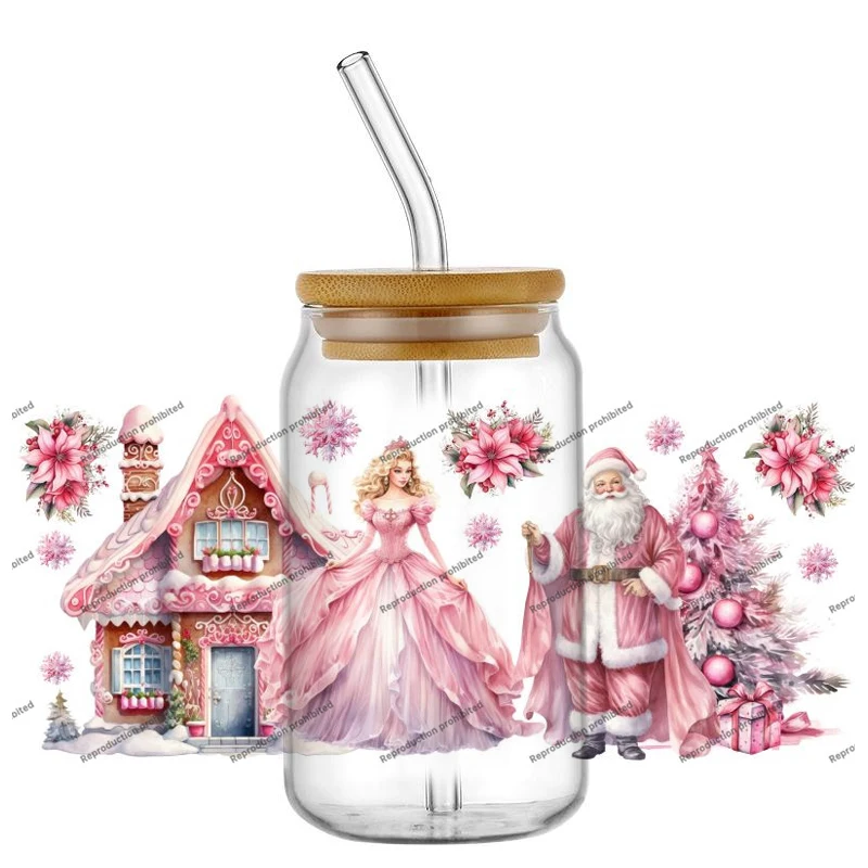 

Christmas Beautiful girl Coffee cup DIY 16oz UV DTF Cup Wrap Transfers Stickers Decorate Mugs Beer Can Bottle Libbey Glass