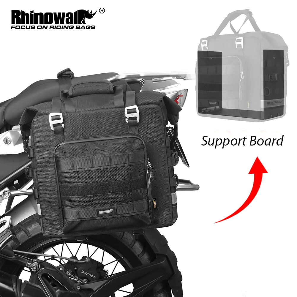 Rhinowalk Motorcycle Side Bag 25L Waterproof Quick Release Saddle Bag 1 Piece Motor Hard Rack Bag Luggage With Support Plate