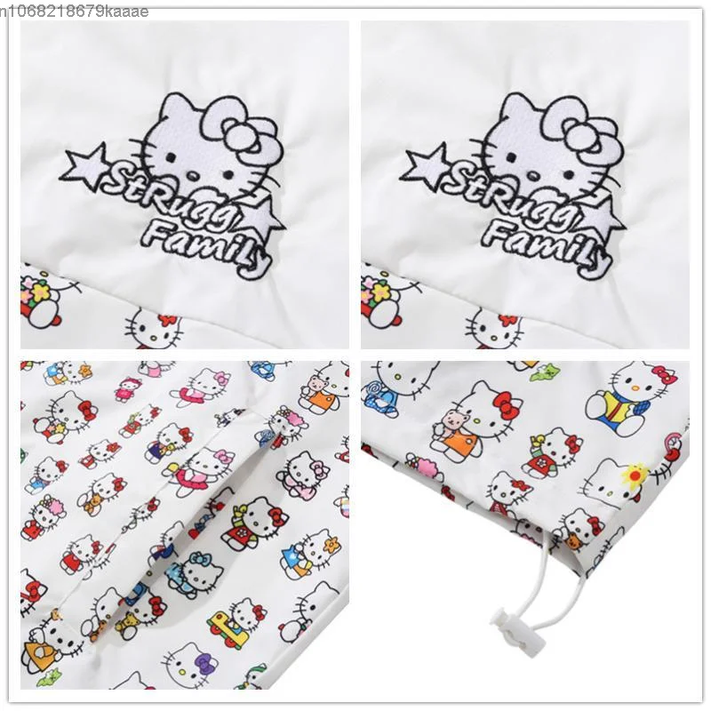 Sanrio Hello Kitty Y2k Men Women Cute Splicing Thin Jacket Korean Style Casual Sunscreen Loose Coat Fashion Sweet Zipper Tops