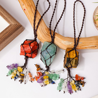 1PC Natural Crystal Chakra Pendant Raw Stone Healing Car Pendant Yoga Energy Gemstone Jewelry Gift for Dad And Fathers